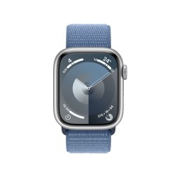 Watch 9 Aluminium 41 silberblaues StoffBand