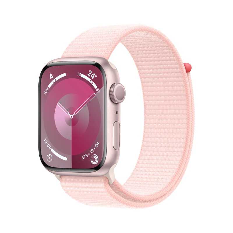 Watch 9 Aluminium 45 Pink Stoff Armband Pink